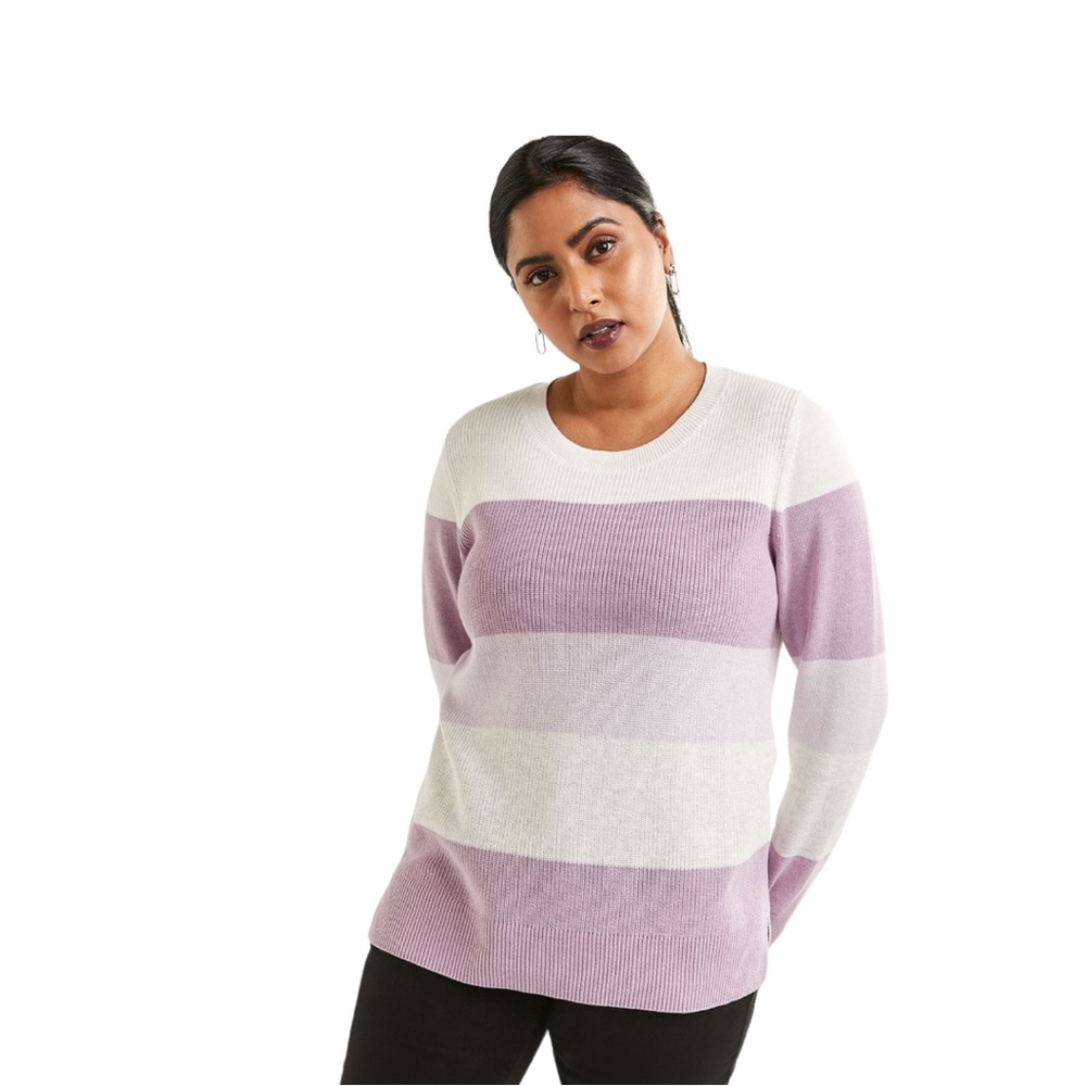 Reitmans Crew Neck Colour Block Pullover Sweater Womens Plus Size 2X Purple